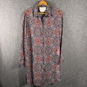 California Moon Rise Women's Semi Sheer Button Up Mini Dress Cover Up Size XS